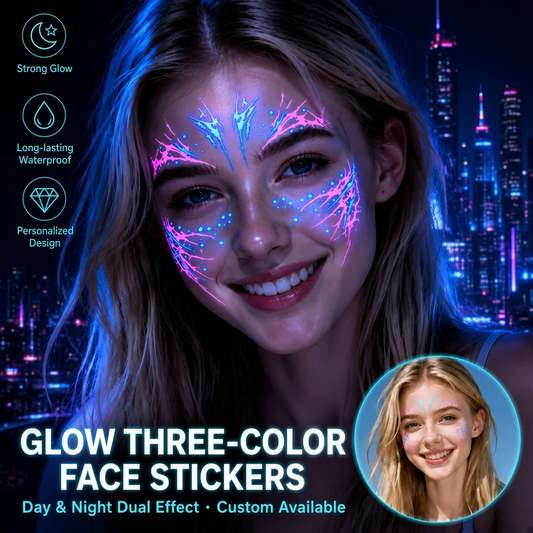 📢📢 1+1 Gratis🎃 Leuchtende Halloween‑Gesichts‑Tattoo‑Sticker – Party‑Make‑up für Halloween‑Feiern