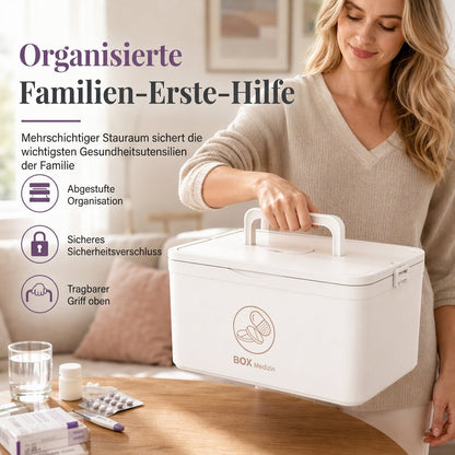 📢📢 JETZT 50 % RABATT!! ⏰💊 Große Medikamenten-Aufbewahrungsbox aus Kunststoff – Mehrlagig, unterteilt & tragbar für Haushalt & Notfall ✨
