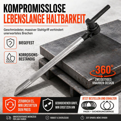 📢📢50% RABATT !!⏰Ratschenschlüssel zum Spannen von LKW-Seilen mit 360-Grad-Drehung, aus Spezialstahl, kraftsparend, multifunktionales Werkzeug mit Hebelstange