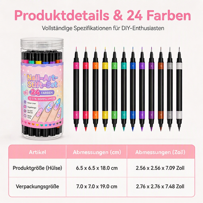 🌹JETZT 50 % RABATT!!🌹24-Farben doppelseitiges Nagelkunst-Stift-Set
