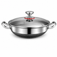 ⏳Zeitlich befristetes Sonderangebot⏰ Verdickter Edelstahl-Antihaft-Wok mit Deckel, flacher Boden, Bratpfanne mit zwei Griffen