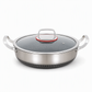 ⏳Zeitlich befristetes Sonderangebot⏰ Verdickter Edelstahl-Antihaft-Wok mit Deckel, flacher Boden, Bratpfanne mit zwei Griffen