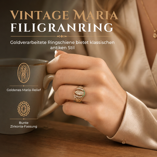 Vergoldeter Damenring mit Göttinnenporträt und Blumen, besetzt mit ovalen, farbigen Cubic Zirconia im Old-Money-Stil
