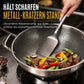 ⏳Zeitlich befristetes Sonderangebot⏰ Verdickter Edelstahl-Antihaft-Wok mit Deckel, flacher Boden, Bratpfanne mit zwei Griffen
