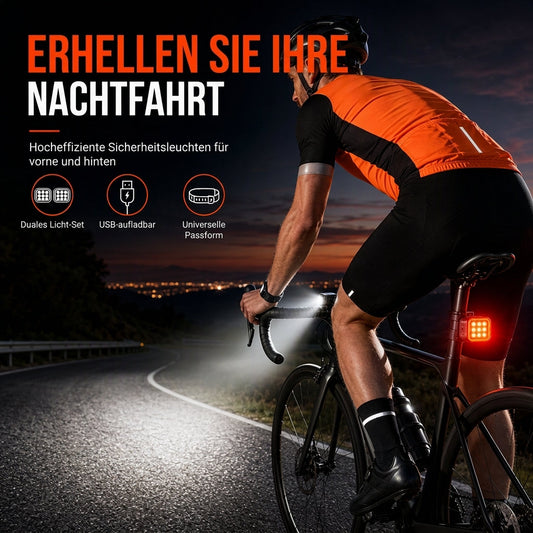 📢📢50% RABATT !!⏰Helle Fahrradlicht Vorne Scheinwerfer und Rückleuchte Warnung Fahrradzubehör für Mountainbike Nachts Sicherheit