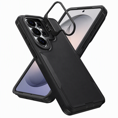 Stoßfeste Handyhülle mit metallischem Kamera-Ständer, Schutzhülle passend für Samsung Galaxy S26 S25 S24 S23 S22 Ultra Plus FE