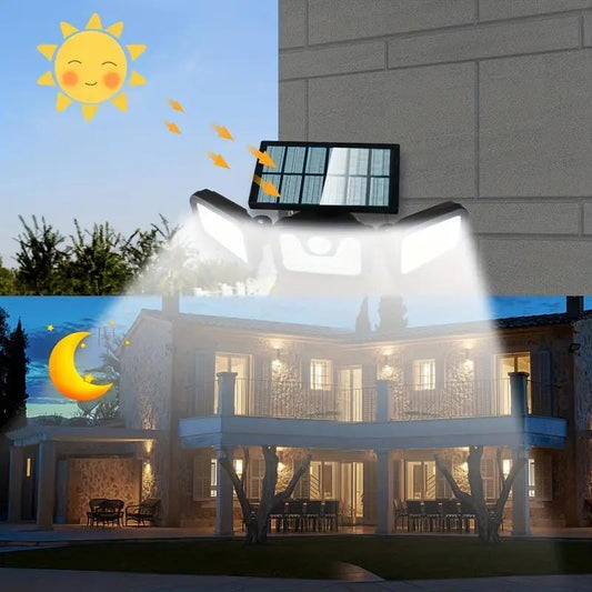 ⏳Nur für kurze Zeit – 50% RABATT⏰Solar-Wandleuchte mit 3 Leuchtenköpfen und Sensor-Beleuchtung
